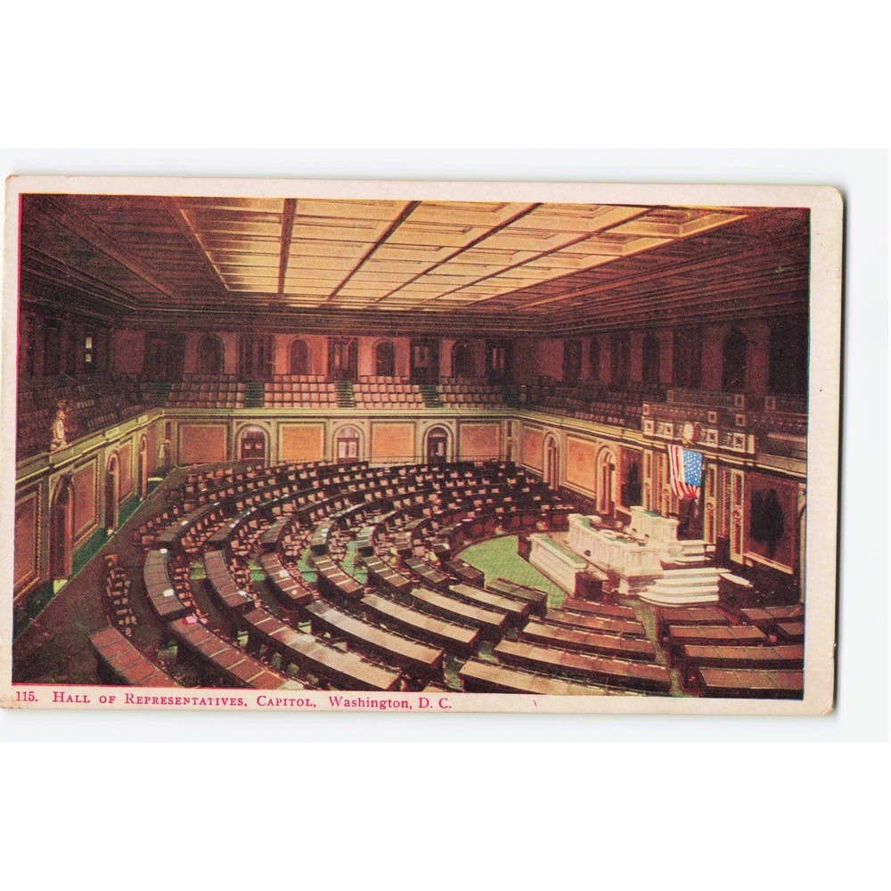 Vintage Hall of Representatives Capitol Washington DC Postcard Foster Reynolds